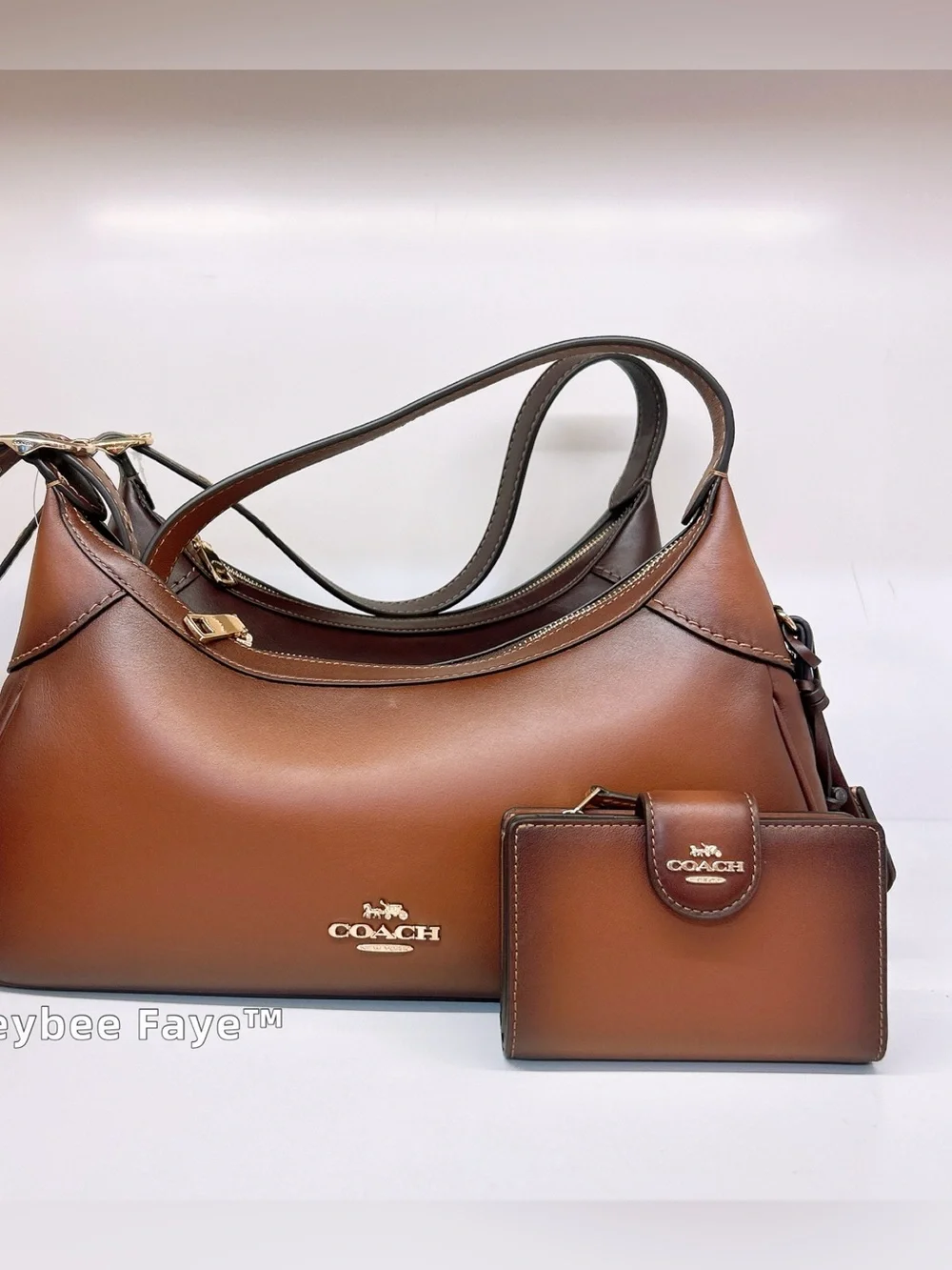 Coach medium corner zip Leather Wallet with Gold Logo cec27